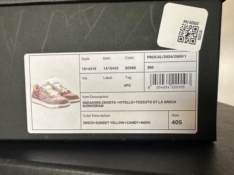 Versace Greca Womens Medusa Pink/Yellow/Gray Sneakers 10.5 US (40.5) 1014316 NIB