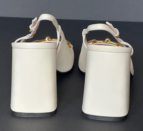 Gucci Horsebit Womens Pump Leather White Shoes Sandals 11.5 US (41.5) 643892 NIB