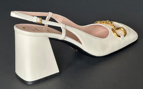 Gucci Horsebit Womens Pump Leather White Shoes Sandals 11.5 US (41.5) 643892 NIB