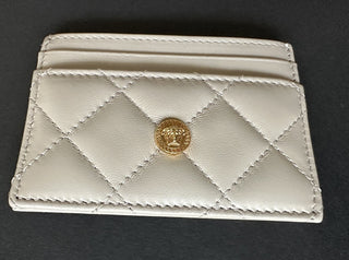 Versace Medusa Head Quilted Leather Gray Card Case 1008825 Italy NWOT $350