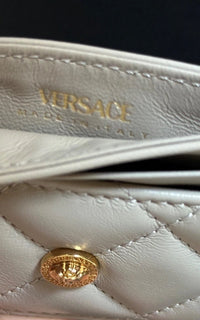 Versace Medusa Head Quilted Leather Gray Card Case 1008825 Italy NWOT $350