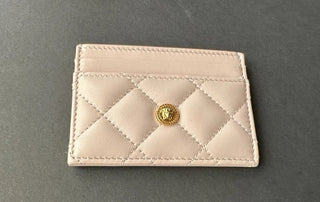 Versace Medusa Head Quilted Leather Light Pink Card Case 1008825 Italy NWT $350
