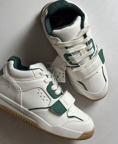 Zara Boys Leather White MULTI-PIECE High Top Sneakers Size 4 EU 36 NWT