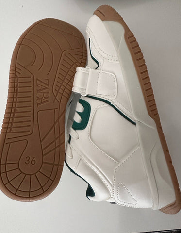 Zara Boys Leather White MULTI-PIECE High Top Sneakers Size 4 EU 36 NWT
