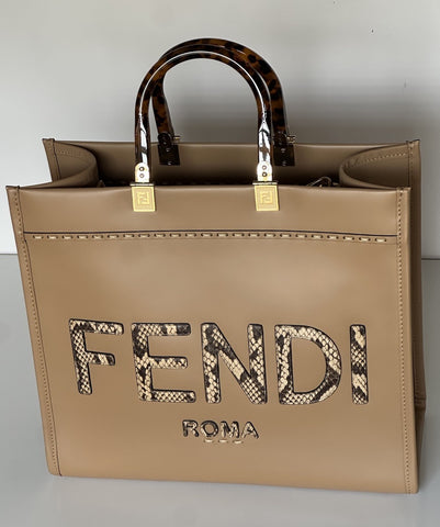 Fendi Roma Calf Leather Sunshine Medium Brown Shopping Bag 8BH386 IT NWT $3290