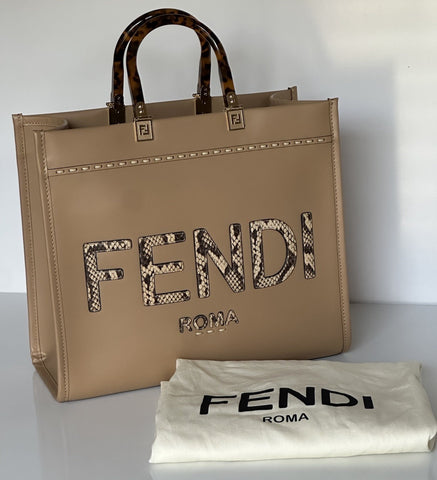 Fendi Roma Calf Leather Sunshine Medium Brown Shopping Bag 8BH386 IT NWT $3290