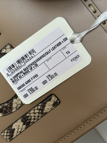 Fendi Roma Calf Leather Sunshine Medium Brown Shopping Bag 8BH386 IT NWT $3290