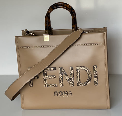 Fendi Roma Calf Leather Sunshine Medium Brown Shopping Bag 8BH386 IT NWT $3290
