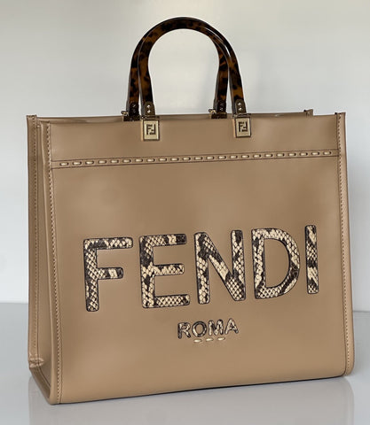 Fendi Roma Calf Leather Sunshine Medium Brown Shopping Bag 8BH386 IT NWT $3290