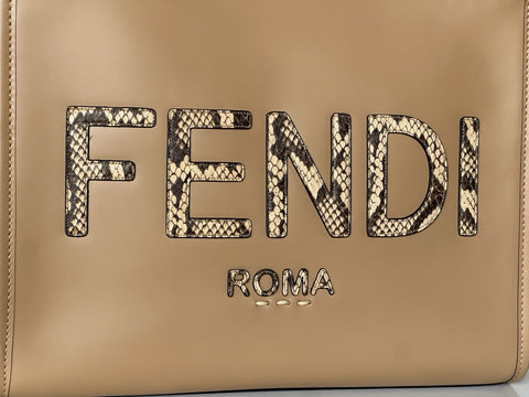 Fendi Roma Calf Leather Sunshine Medium Brown Shopping Bag 8BH386 IT NWT $3290