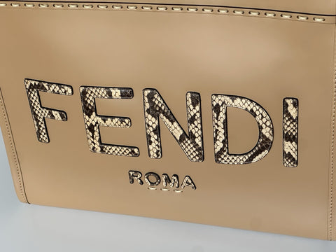 Fendi Roma Calf Leather Sunshine Medium Brown Shopping Bag 8BH386 IT NWT $3290