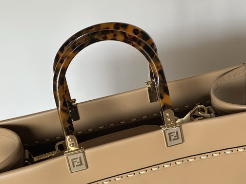 Fendi Roma Calf Leather Sunshine Medium Brown Shopping Bag 8BH386 IT NWT $3290