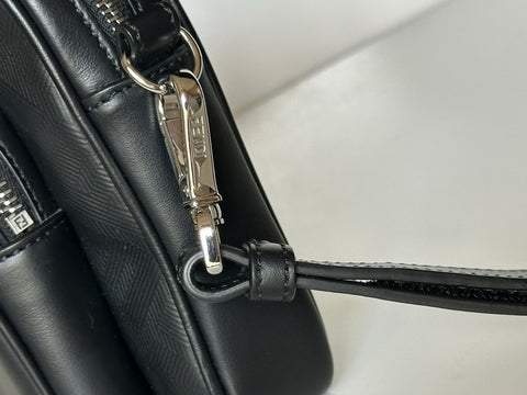 Fendi FF Logo Calf Leather Camera Case Shoulder Bag Black 7VA607 IT NWT $2100