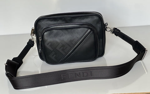 Fendi FF Logo Calf Leather Camera Case Shoulder Bag Black 7VA607 IT NWT $2100