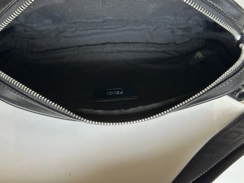 Fendi FF Logo Calf Leather Camera Case Shoulder Bag Black 7VA607 IT NWT $2100