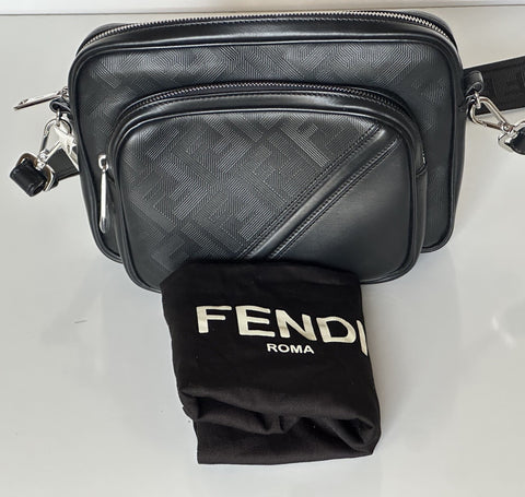 Fendi FF Logo Calf Leather Camera Case Shoulder Bag Black 7VA607 IT NWT $2100