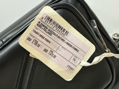 Fendi FF Logo Calf Leather Camera Case Shoulder Bag Black 7VA607 IT NWT $2100