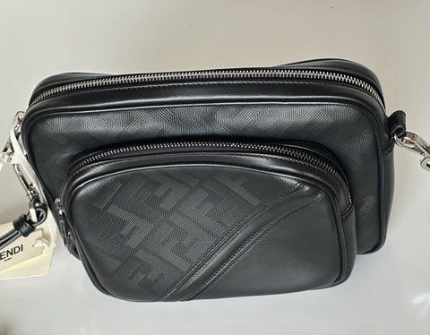 Fendi FF Logo Calf Leather Camera Case Shoulder Bag Black 7VA607 IT NWT $2100