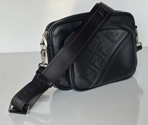 Fendi FF Logo Calf Leather Camera Case Shoulder Bag Black 7VA607 IT NWT $2100