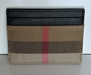 Burberry Vintage Check Archive Beige/Black Leather Card Case 80731411 NWOT $260