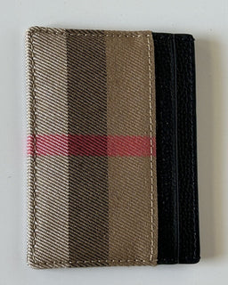 Burberry Vintage Check Archive Beige/Black Leather Card Case 80731411 NWOT $260