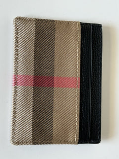 Burberry Vintage Check Archive Beige/Black Leather Card Case 80731411 NWOT $260