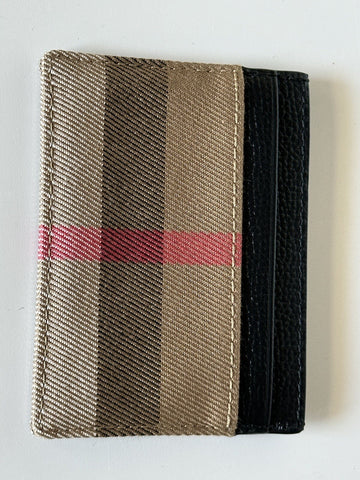 Burberry Vintage Check Archive Beige/Black Leather Card Case 80731411 NWOT $260