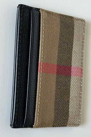 Burberry Vintage Check Archive Beige/Black Leather Card Case 80731411 NWOT $260