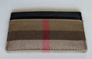 Burberry Vintage Check Archive Beige/Black Leather Card Case 80731411 NWOT $260
