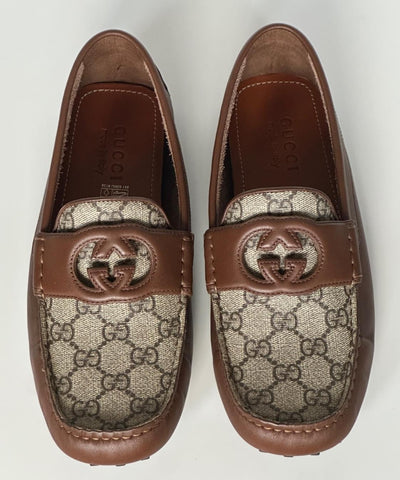 Gucci Men’s Leather GG Driver Loafers Shoes Brown 10.5 US (10 Gucci) 730148 NIB