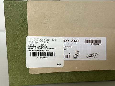 Gucci Men’s Leather GG Driver Loafers Shoes Brown 10.5 US (10 Gucci) 730148 NIB