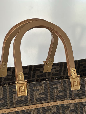 Fendi Roma Jackuard FF Logo Canvas Sunshine Large Tote Bag 8BH372 IT NWT $3450