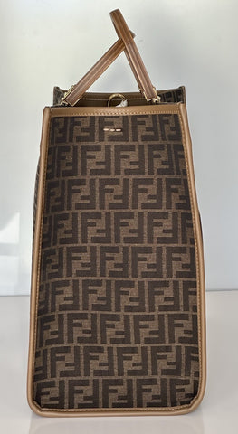 Fendi Roma Jackuard FF Logo Canvas Sunshine Large Tote Bag 8BH372 IT NWT $3450
