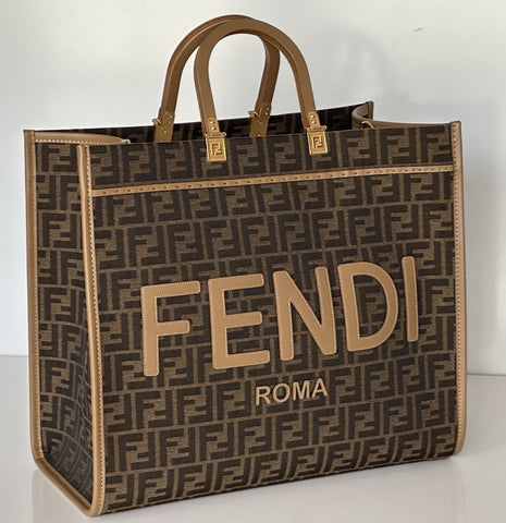 Fendi Roma Jackuard FF Logo Canvas Sunshine Large Tote Bag 8BH372 IT NWT $3450