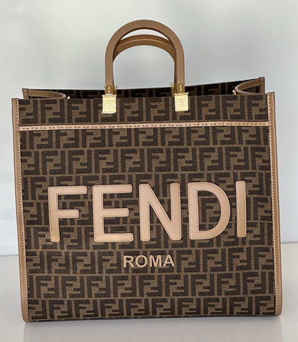 Fendi Roma Jackuard FF Logo Canvas Sunshine Large Tote Bag 8BH372 IT NWT $3450