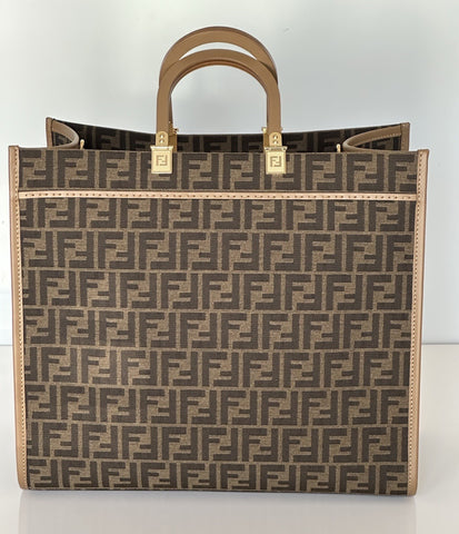 Fendi Roma Jackuard FF Logo Canvas Sunshine Large Tote Bag 8BH372 IT NWT $3450