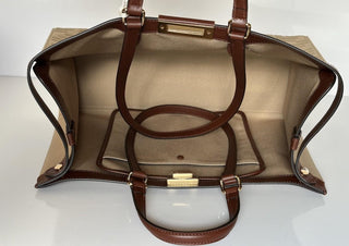 Fendi FF Logo Peekaboo X-Lite Medium Canvas Beige Tote Bag 8BH374 IT NWT $2723