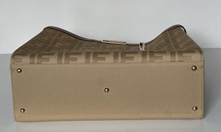 Fendi FF Logo Peekaboo X-Lite Medium Canvas Beige Tote Bag 8BH374 IT NWT $2723