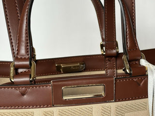 Fendi FF Logo Peekaboo X-Lite Medium Canvas Beige Tote Bag 8BH374 IT NWT $2723
