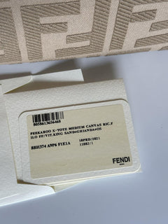 Fendi FF Logo Peekaboo X-Lite Medium Canvas Beige Tote Bag 8BH374 IT NWT $2723
