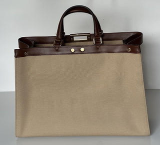 Fendi FF Logo Peekaboo X-Lite Medium Canvas Beige Tote Bag 8BH374 IT NWT $2723