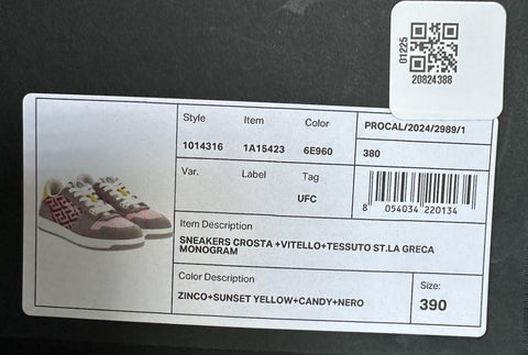Versace Greca Women’s Medusa Pink/Yellow/Gray Sneakers 9 US (39 Eu) 1014316 NIB