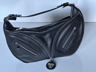 Versace Silver Medusa Head Calf Leather Medium Black Hobo Bag 1007679 NWOT $2325