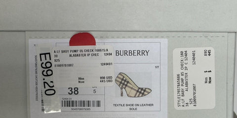 Burberry Women's Pump Alabaster IP Check Shoes 8 US (38 Eu) 8100970 IT NIB $890