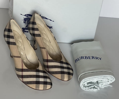 Burberry Women's Pump Alabaster IP Check Shoes 9 US (39 Eu) 8100970 IT NIB $890