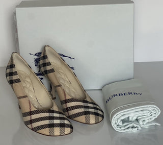 Burberry Women's Pump Alabaster IP Check Shoes 9 US (39 Eu) 8100970 IT NIB $890