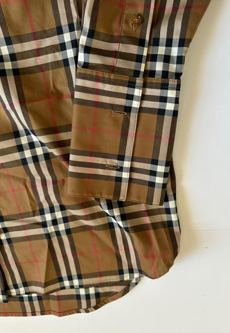 Burberry Women’s Taupe Brown IP Check Button-down Shirt 4 US 8093480 NWT