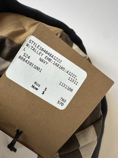 Burberry Talley Logo Checked Sweatshirt with Hoodie Navy L 8084393 NWT $760