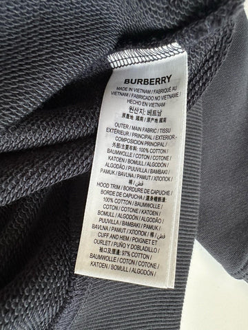 Burberry Talley Logo Checked Sweatshirt with Hoodie Navy L 8084393 NWT $760