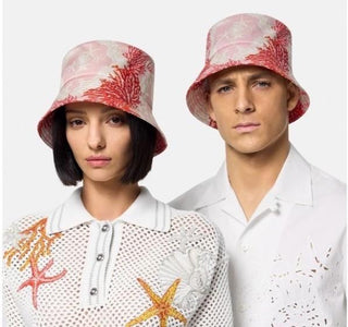 Versace Nylon Twill Barocco Sea Bucket Hat (57 cm) 1012790 Italy NWT $575